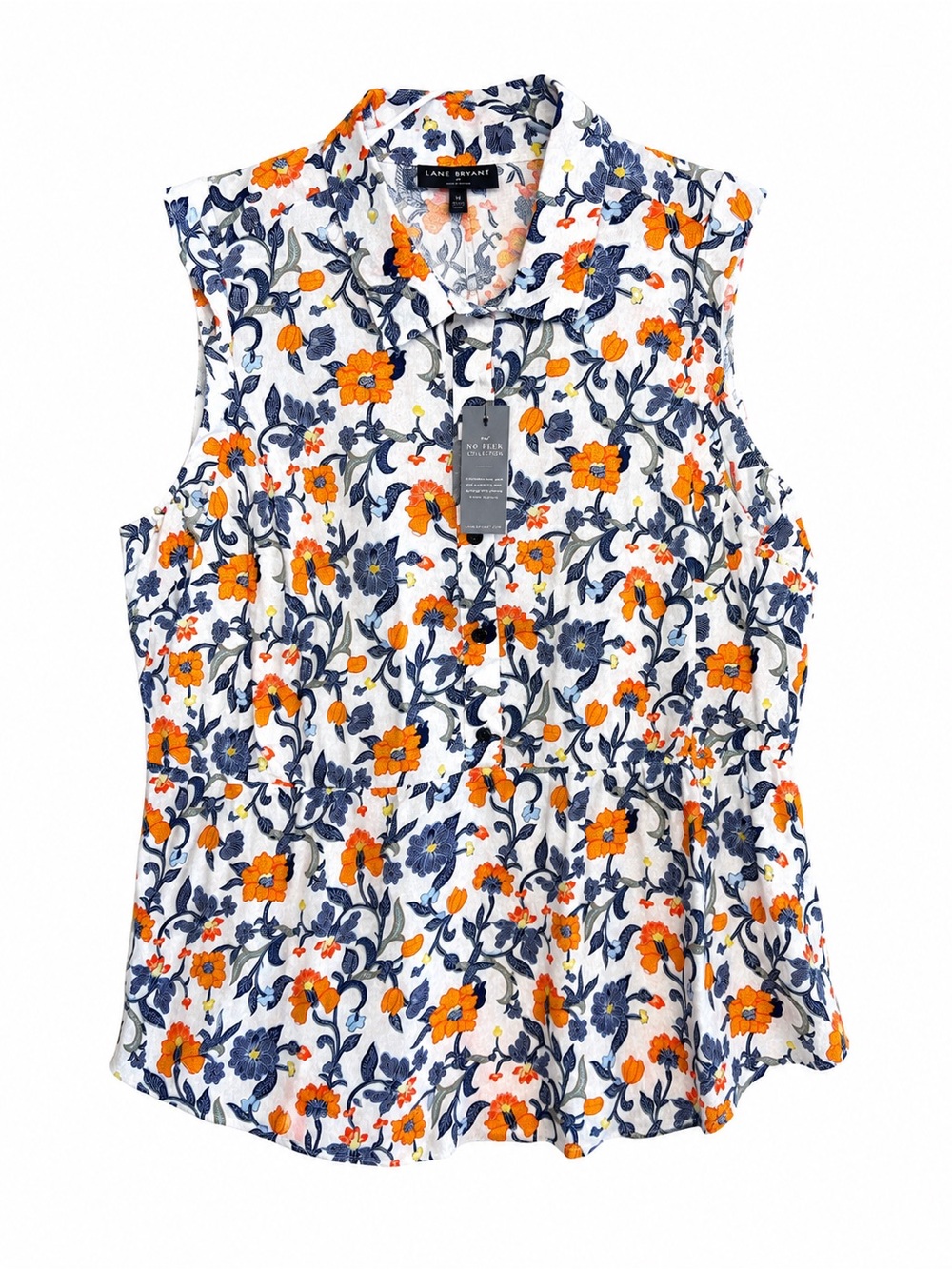 Lane Bryant No Peek Collection Floral Sleeveless Blouse Top Womens 24 NWT